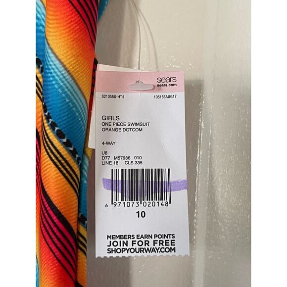 BNWT JOE BOXER SWIMWEAR Girl's One Piece SwimSuit GIRLS SIZE 10 ORANGE - Picture 3 of 5